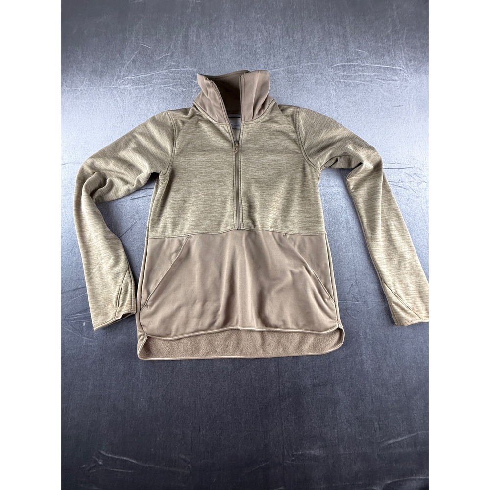 Columbia Womens Tan Space Dye Quarter Zip Fleece Pullover Thumbholes XS XK0905